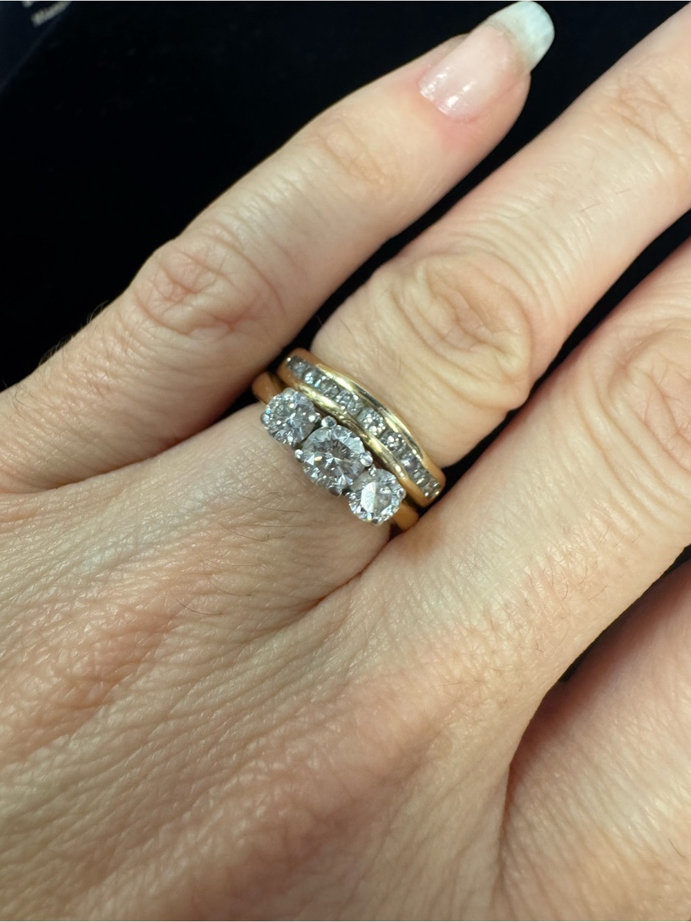 14k Yellow Gold Past Present Future Ring and Wedding Band - The Leo Diamond